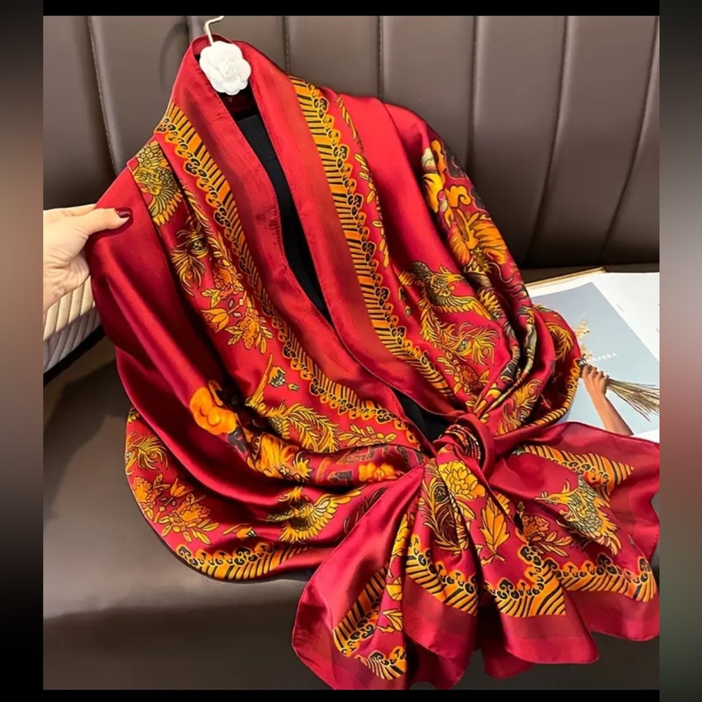 Elegant Red and Gold Scarf perfect for fall!